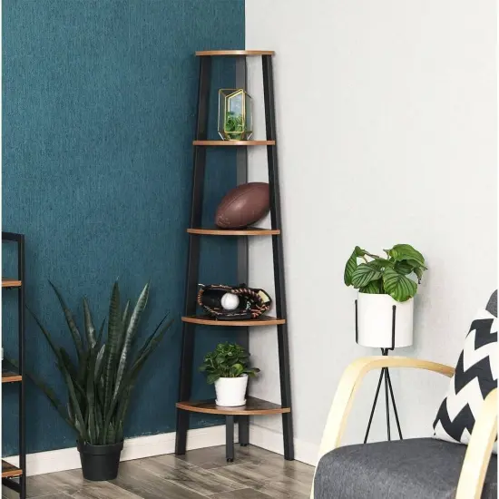 Eco Friendly Wicker 5 Tier Storage Shelf Bookcase Rack Lightweight Durable Organizer for Home and Bathroom Use {4}