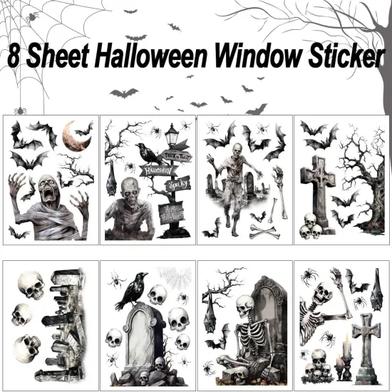 8 Sheet Large Halloween Window Clings Sticker {4}