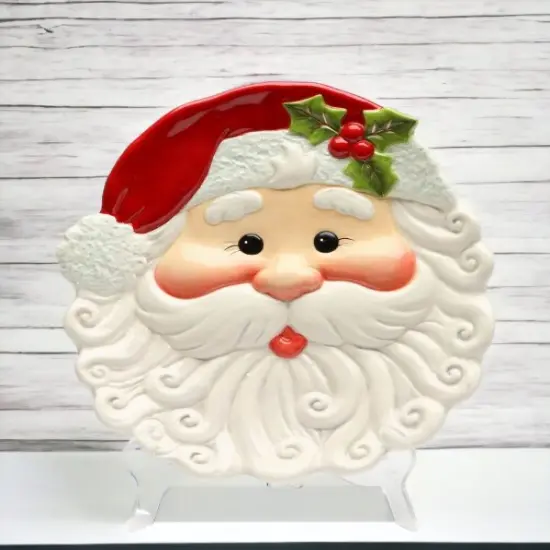 Christmas Hand Painted Ceramic Santa Claus Decor Plate, Home D&eacute;cor, Gift for Her, Gift for Mom, Kitchen D&eacute;cor, Christmas D&eacute;cor {2}