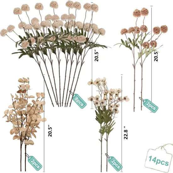 14pcs Artificial Pompon Mum Flowers - Fall Yellow {5}