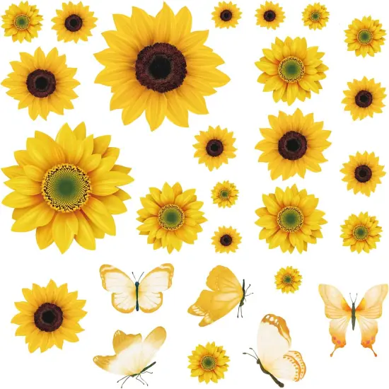 Sunflower Peel and Stick Wall Decals, Sunflower Decorations {1}