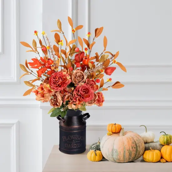 Artificial Fall Flowers with Metal Pot {5}