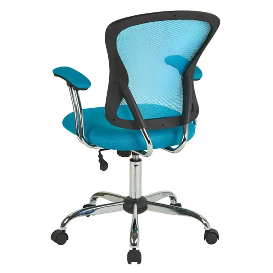 Blue Mesh High-Back Office Chair with Chrome Base, Adjustable Height and Tilt {3}