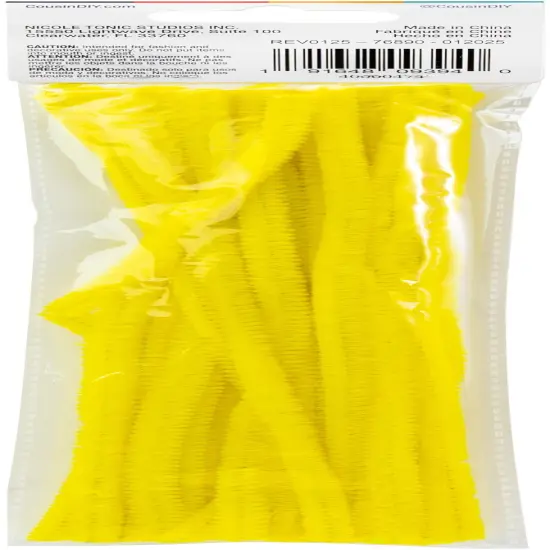 CousinDIY Chenille Stems 6mmx12" 25/Pkg-Yellow {4}