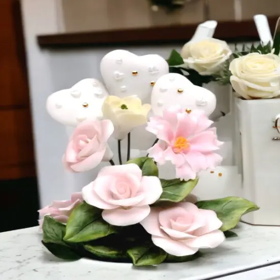 Ceramic Rose Flower Figurine, Wedding D&eacute;cor or Gift, Anniversary D&eacute;cor or Gift, Home D&eacute;cor, Vanity Decor {2}