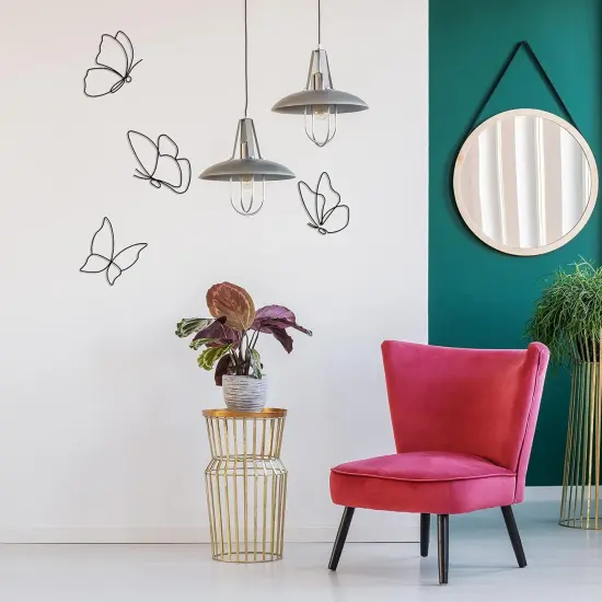 6 Pieces Metal Butterfly Wall Decor Decals - Black, Classic {4}