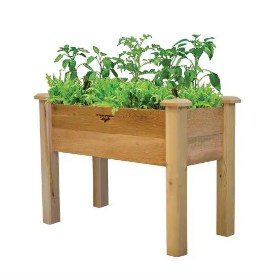 Natural Cedar Raised Garden Bed Planter Box 34" Tool-Free Assembly {2}