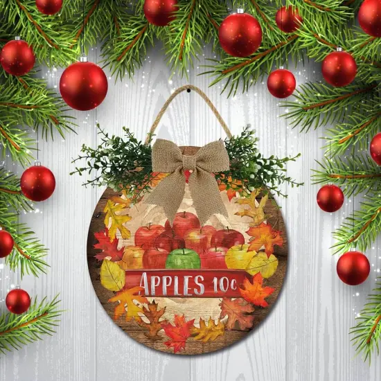 Front Door Porch Decorations Fall Apples Door Hanging Sign 12 inch {5}