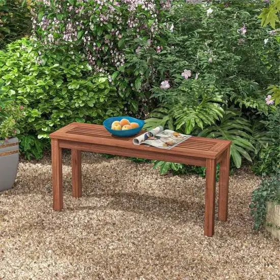 Wooden Outdoor Bench Backless for Patio and Garden Seating {2}