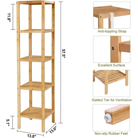 4-Tier Storage Bookcase for Living Room and Bathroom {5}