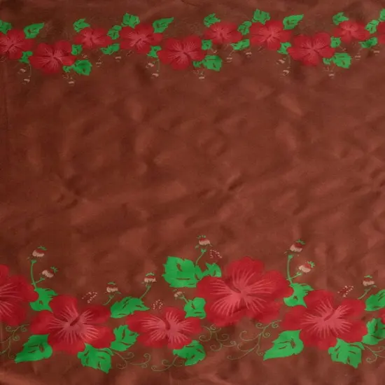 1 Yard Hibiscus Double Border Polyester Fabric For Apparel And Tropical D&eacute;cor Projects 60 Inch Brown/Red {1}