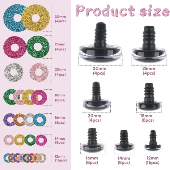52pcs Glitter Safety Eyes - 12mm to 30mm {4}