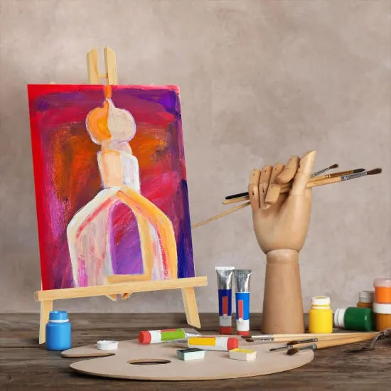 12 Pack 13.8-inch Table Top Easels for Painting and Canvas - Wooden Holder Stand for Kids and Artists Brown {6}