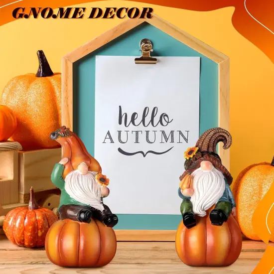 2 Pcs Fall Gnome Statue Decor {3}
