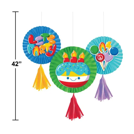 Bubbly Birthday Paper Fans w/ Tassels (3/Pkg) {2}