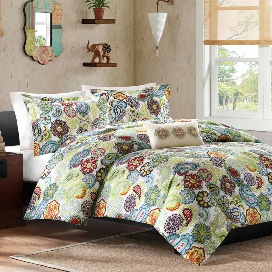 Multi Color Paisley Comforter Set King Size with Pillow Shams {1}