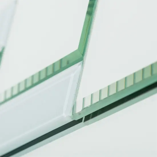 Silver Frameless Rectangular Bathroom Mirror with Beveled Glass {3}