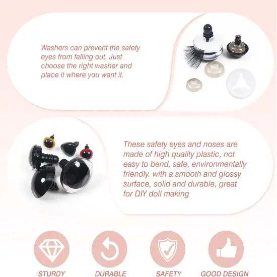 100pcs Safety Eyes and Noses with Washers - 10mm to 30mm {4}