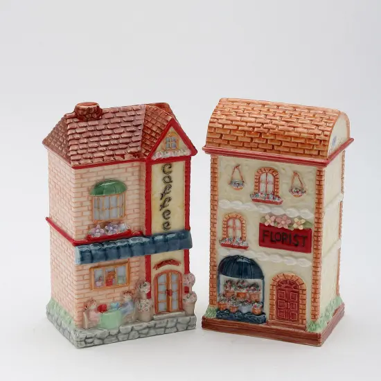 Ceramic European Coffee & Florist Shop Salt & Pepper Shakers, Home Décor, Gift for Her, Gift for Mom, Kitchen Décor, Dining Table Décor {3}