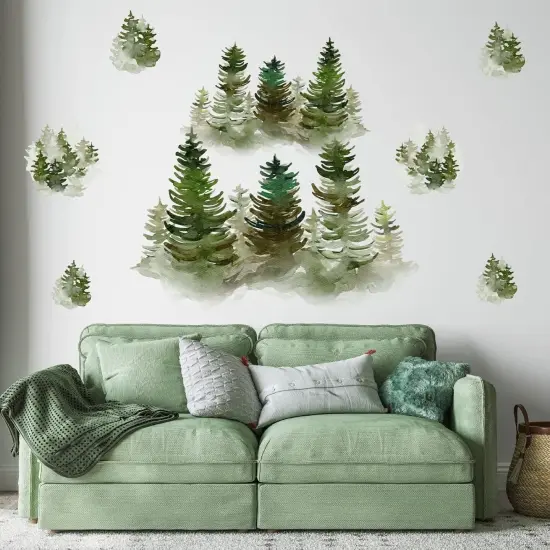 Watercolor Pine Tree Wall Decals {2}