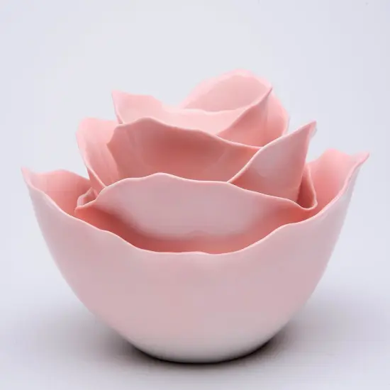 Ceramic Pink Rose Bowl-Set Of 5, Home D&eacute;cor, Gift for Her, Gift for Mom, Kitchen D&eacute;cor, Valentine&rsquo;s Day D&eacute;cor, Romantic Wedding D&eacute;cor {2}
