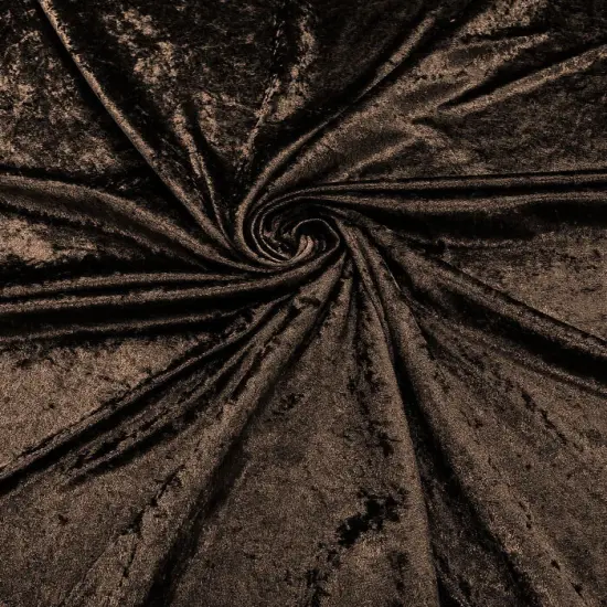 1 Yard Crushed Stretch Panne Velvet Fabric Polyester Spandex, Wide, Soft Velour Texture Brown {1}