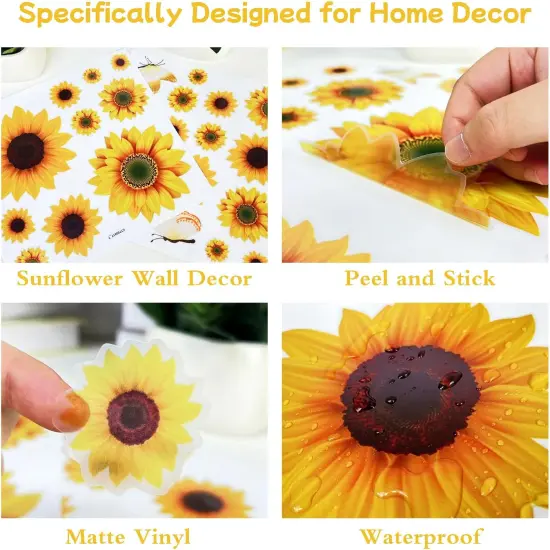 Sunflower Peel and Stick Wall Decals, Sunflower Decorations {2}