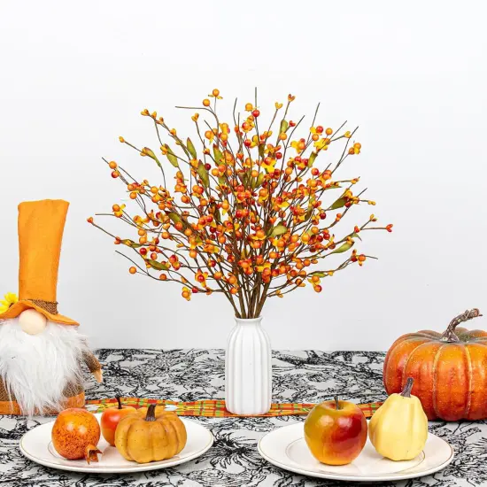 Artificial Orange Berry Stems for Table Arrangement {2}