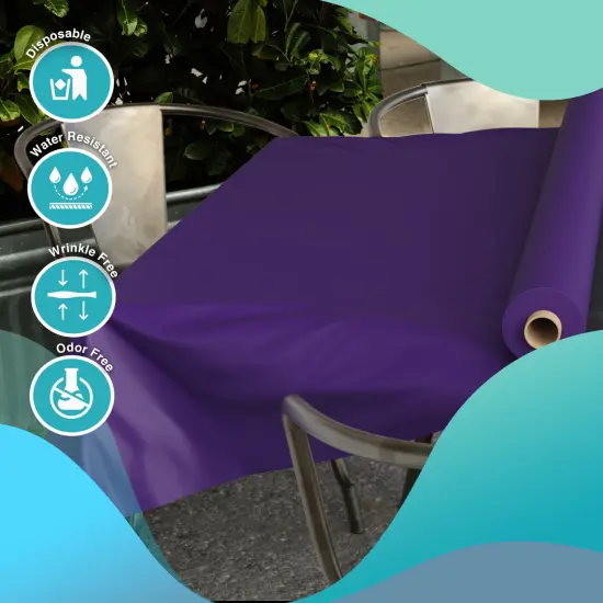 Exquisite Plastic Table Cover Roll &ndash; 40" x 100' Disposable Tablecloth Roll &ndash; Premium Thick 0.5 MIL Plastic Banquet Roll &ndash; Party Table Cover Roll for Events & Catering Purple {6}