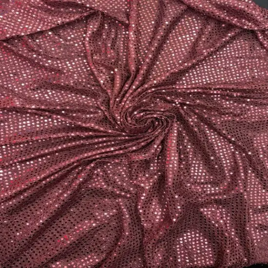 1 Yard Burgundy Mini Sequin Mesh Fabric Polyester Confetti Sparkle Tulle 42&Prime; Wide {1}