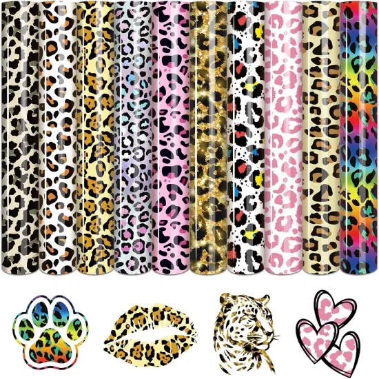 10 Sheets 12 X 10 Inches Cheetah Heat Transfer Vinyl-Leopard HTV Heat Transfer Vinyl {1}