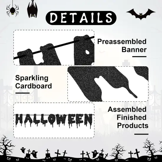 Black Glitter It's Frickin Bats I Love Halloween Banner {2}