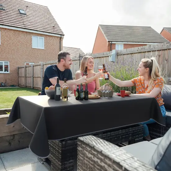Exquisite Vinyl Tablecloth &ndash; 54" x 70" &ndash; Pack of 1 &ndash; Rectangular Plastic Table Cover with Flannel Backing &ndash; Reusable & Waterproof Tablecloth for Events and Parties Black {6}
