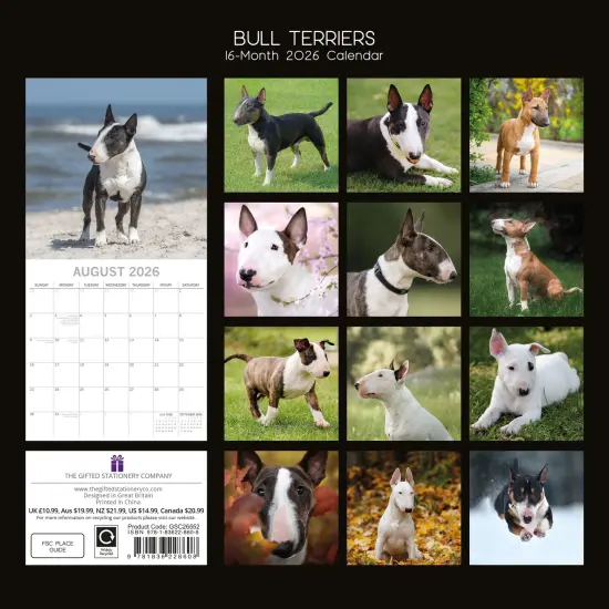 The Gifted Stationary 2026 Square Wall Calendar, Bull Terriers, 16-Month Animals Theme Hanging Calendar with 180 Reminder Stickers, Month Planner for Home, or Creative Spaces, 12x12 In Multicolor {4}