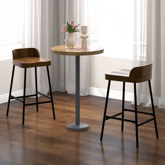 Costway Industrial Bar Stool 24.5" Saddle Seat Kitchen Dining Stool with Low Back {4}