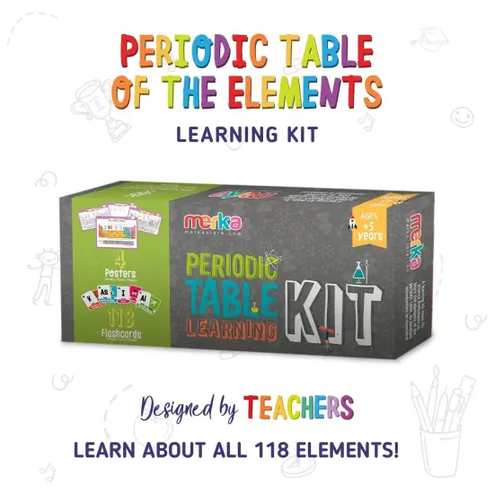 merka Periodic Table For Kids Table Periodic Table Gifts Learning and Educational Toys Chemistry And Science Education Set With 4 Posters 118 Flashcards And Practice Book with Exercises And Puzzles Multicolor {2}