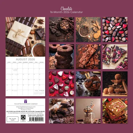 The Gifted Stationary 2026 Square Wall Calendar, Chocolate, 16-Month Food Theme Hanging Calendar with 180 Reminder Stickers, Month Planner for Home or Creative Spaces, 12x12 In Multicolor {4}