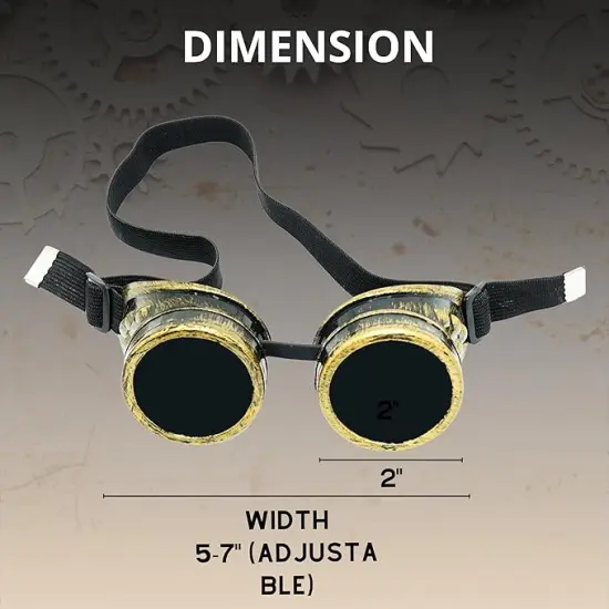 4E's Novelty Steampunk Goggles for Women & Men &ndash; Brass Vintage Steam Punk Glasses Costume Accessory for Mad Scientist, Victorian, Renaissance, Cosplay, Halloween, Rave, Cyberpunk, and Retro Outfits {6}