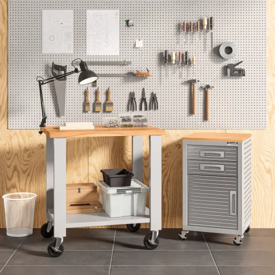 Seville Classics UltraHD Rolling Workstation, 36" W x 24" D x 37.5" H Granite {1}