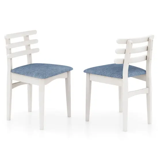 Costway Dining Chairs Set of 2/4 with Rubber Wood Frame Padded Seat & Open Ladder Low Back {7}