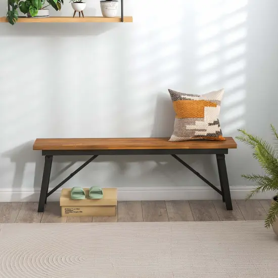 Costway Folding Picnic Table & Bench Set Dining Table with Metal Frame for 4 or 6 Persons {6}