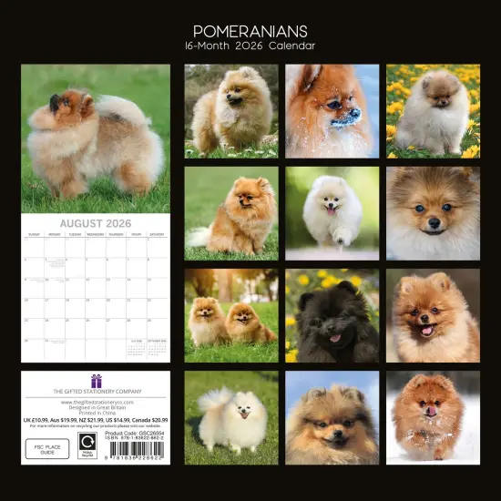 The Gifted Stationary 2026 Square Wall Calendar, Pomeranian, 16-Month Animals Theme Hanging Calendar with 180 Reminder Stickers, Month Planner for Home, or Creative Spaces, 12x12 In Multicolor {4}