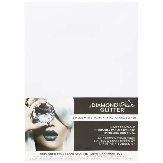 Harmony Paper Inkjet Printable Glitter Cards & Envelopes A7-Crystal White {1}