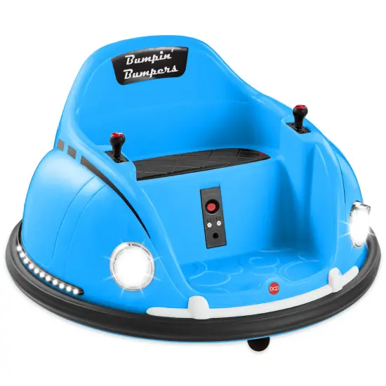 Best Choice Products 6V Kids Ride On Bumper Car Toy w/ Remote Control, Harness, Lights, 360 Degree Spin Light Blue {1}