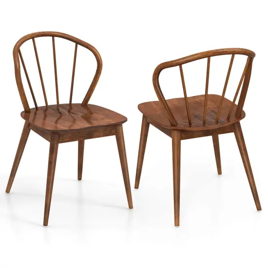 Costway Wooden Dining Chair Set of 2/4 with High Spindle Back Rubber Wood Legs Wide Seat {1}
