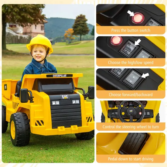 Costway Kids Ride on Dump Truck with 2.4G Remote Control Working Megaphone Sand Shovel {4}