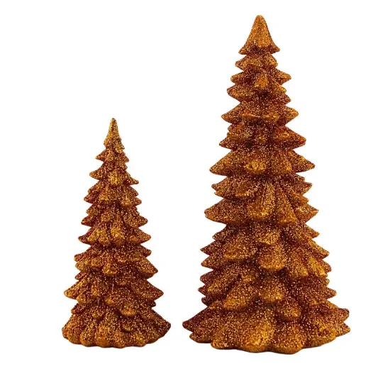Roman 11.5 Inch Orange Glitter Tree Set Halloween Decorative Tree Set , Halloween Decor Sparkle Pine {2}