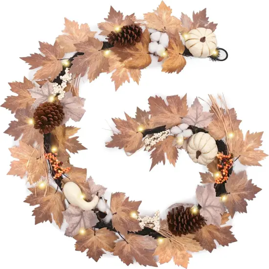 Fall Maple Leaves Garlands for Mantle, 6ft Autumn Garlands {1}