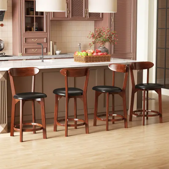 Costway 23.5" Bar Stool Set of 2/4 with Curved Backrest & Footrest Counter Height Stools {2}