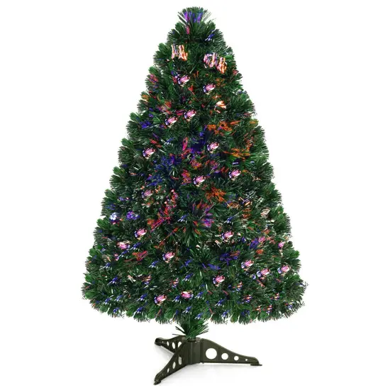 Costway 3/4/5/6 Ft Pre-Lit Fiber Optic PVC Christmas Tree Plastic {1}